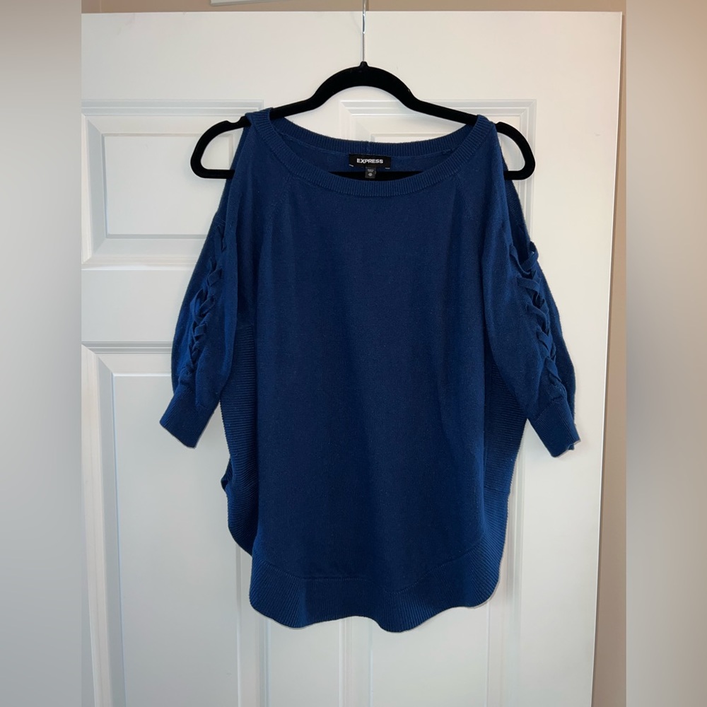 Express cold shoulder criss cross sleeve sweater